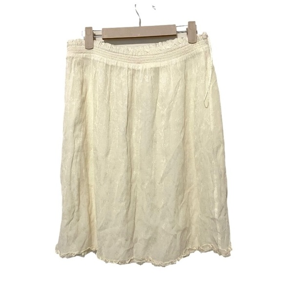 NWT Free People Cream Floral Sheer Overlay Skirt large - Picture 1 of 8